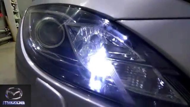 Замена штатных линз на Би линзы последнего поколения под лампы D2S 4300 кельвин на Mazda 6 смотреть онлайн