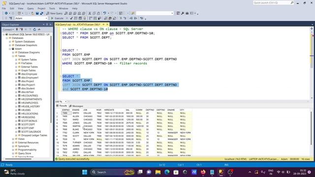 Where vs On in SQL Server : Where clause vs ON clause смотреть онлайн