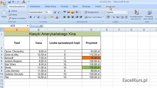 Kurs Excel 2007 - Jak zrobić makro - Część 1 смотреть онлайн