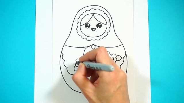 Как нарисовать матрешку. How to draw a matryoshka doll. смотреть онлайн