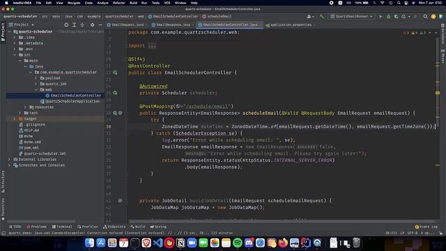 Spring Boot Quartz Scheduler Tutorial 6 - Implementing Email Scheduler Controller смотреть онлайн
