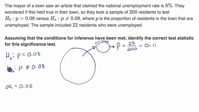 Calculating a z statistic in a test about a proportion | AP Statistics | Khan Academy смотреть онлайн
