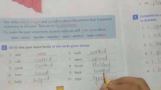 Grade 2 - English Grammar - Ch. 13 - "Present Tense and Past Tense" - Part 2 - Ex. C, D & E смотреть онлайн