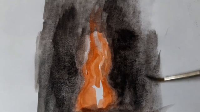 Как нарисовать огонь акварелью. Рисуем костер, how to draw fire смотреть онлайн