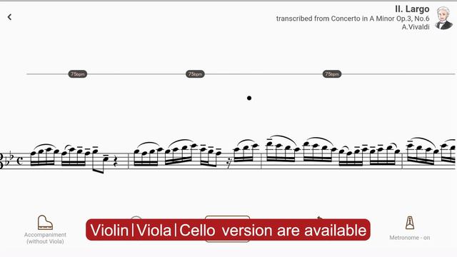 Play with accompaniment: II.Largo transcribed from Concerto in A Minor Op.3, No.6|A.Vivaldi/T.Naché смотреть онлайн