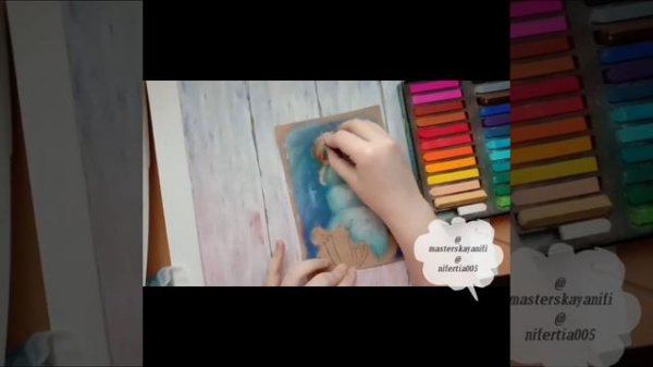 Снеговик сухой пастелью