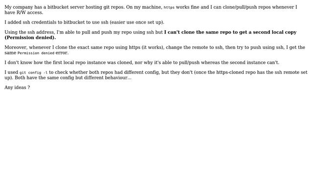 Bitbucket with ssh : git push OK but git clone KO. HTTPS works fine смотреть онлайн