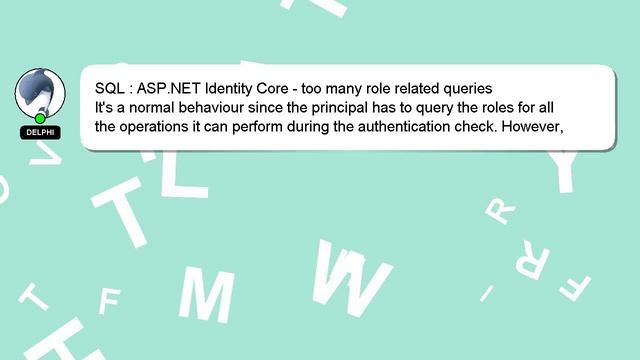 SQL : ASP.NET Identity Core - too many role related queries смотреть онлайн