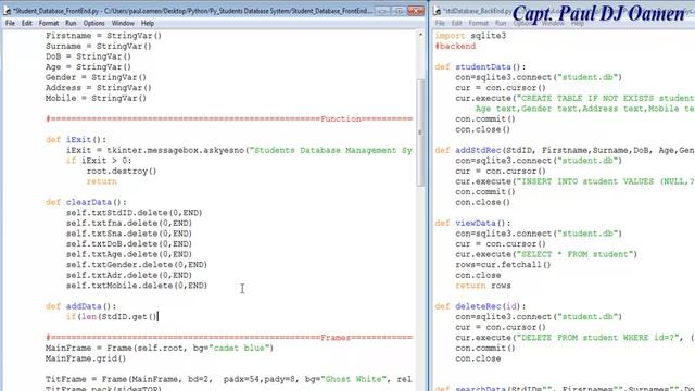How to Create Student Database Management System using SqLite in python - Part 2 of 2 смотреть онлайн