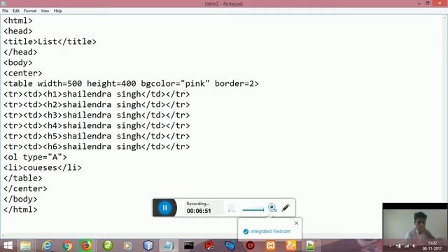 HTML |LECTURE 2. USE HEAD TAG AND LIST IN A TABLE смотреть онлайн