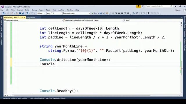 print month calendar in c# смотреть онлайн