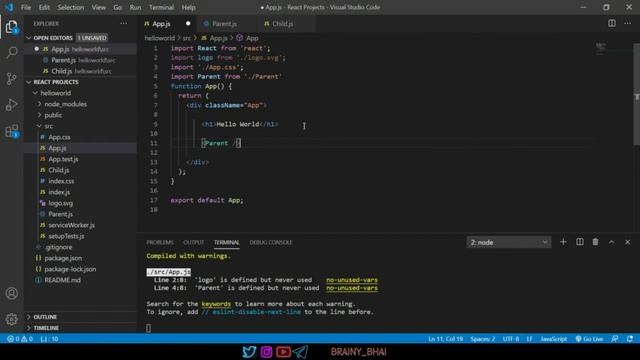 10. Parent Child Components in React || Brainy Bhai full React JS Playlist смотреть онлайн