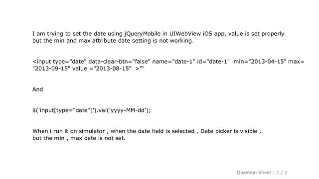 iOS : iOS compatible input type date - setting min max value смотреть онлайн