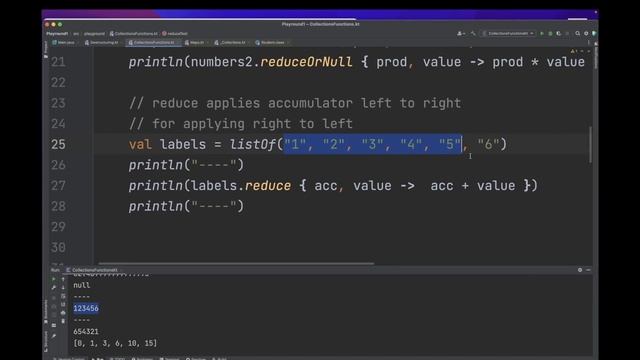 Kotlin Collections Operations: reduce and fold смотреть онлайн