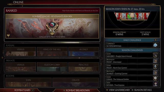 MK11 Kombat League Season 35 XXXV Season of "Revenants Reborn" Rewards Summary - Mortal Kombat 11 смотреть онлайн