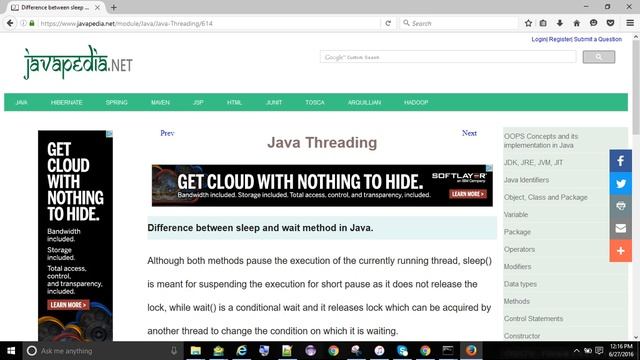 Difference between sleep and wait method in Java.
| javapedia.net смотреть онлайн
