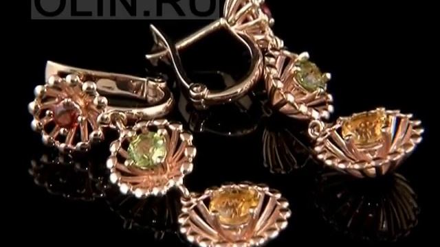 Золотые сережки с подвесками из натуральных камней смотреть онлайн