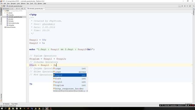 PHP Eğitim Part 8 Aritmetik Operatorler смотреть онлайн