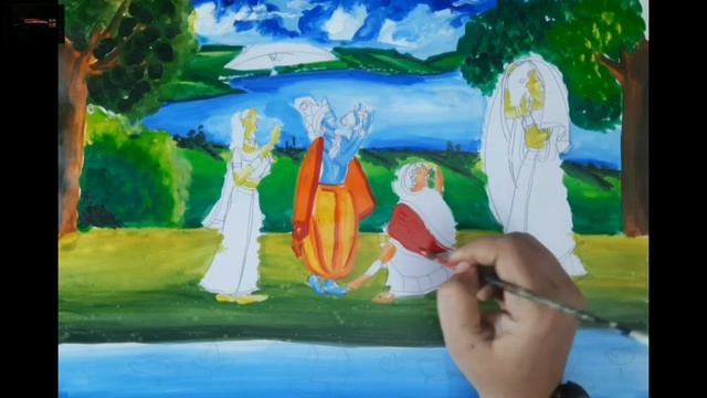 How To Draw Rajasthani Miniature Painting Raga Megh Malhar Ragamala Painting Part 7 Indian Folk Art смотреть онлайн