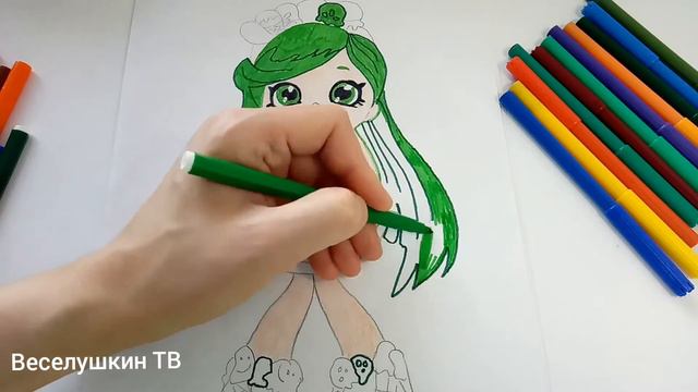 Doll Shopkins Shoppies Mindi Minty. Кукла Шопкинс Минди Минти. Мультик-раскраска. смотреть онлайн