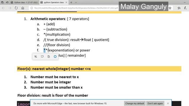 Python class 2 Data Types Operators (Part-1) In Python смотреть онлайн