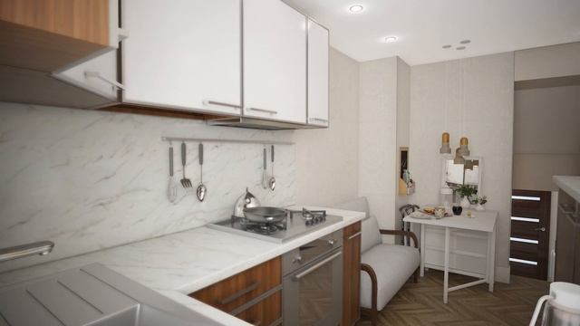 Узкий коридор П-образная кухня смотреть онлайн