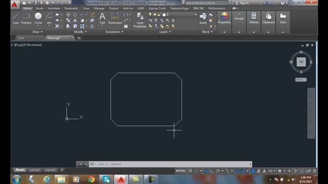 AutoCAD I 04-21 Drawing Rectangles Adding Chamfered Corners смотреть онлайн
