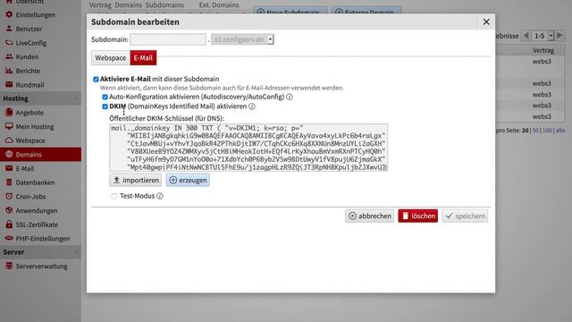 DKIM (DomainKeys Identified Mail) über LiveConfig generieren смотреть онлайн