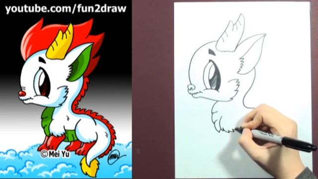 How to Draw a Cartoon Dragon - Learn to Draw - Fun2draw | Online Cartooning Lessons смотреть онлайн