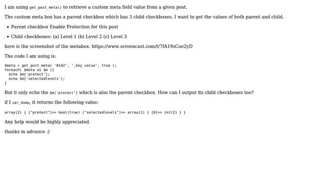 Wordpress: Unable to get specific value from post meta смотреть онлайн