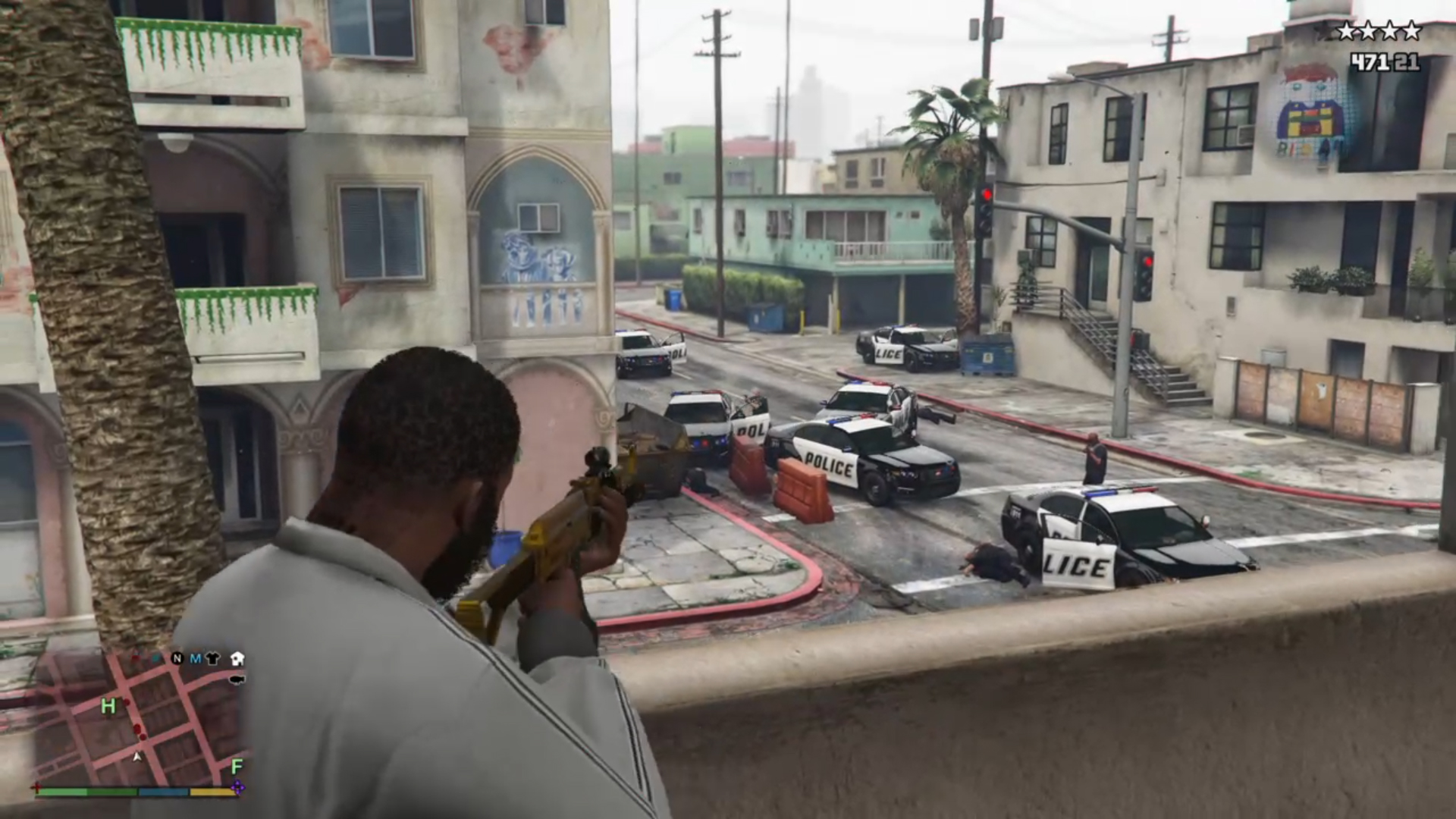 Grand Theft Auto V. Перестрелка с полицией.