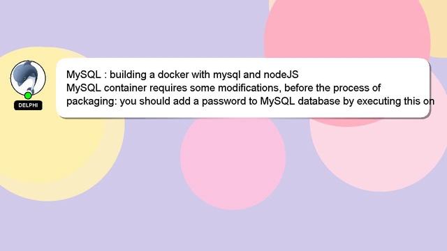 MySQL : building a docker with mysql and nodeJS смотреть онлайн