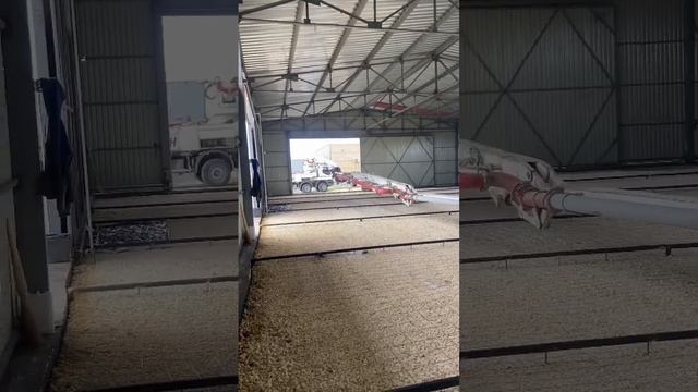 Заливка полов в ангаре. Работа бетононасоса