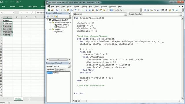 Create A Simple Flowchart From Selection In Excel With VBA Macros