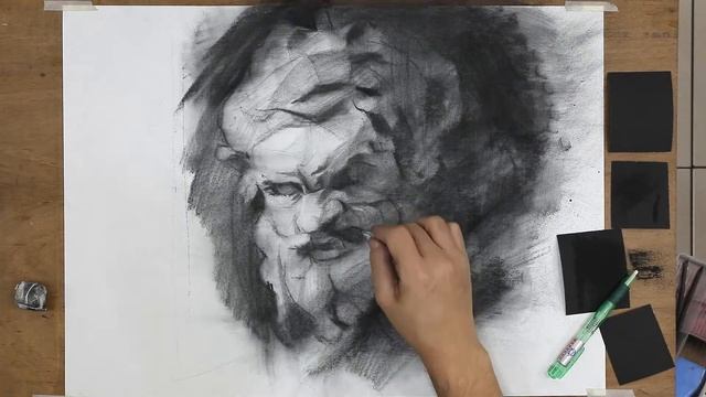 Charcoal Drawing Techniques 炭筆素描 | Statue of Zeus смотреть онлайн