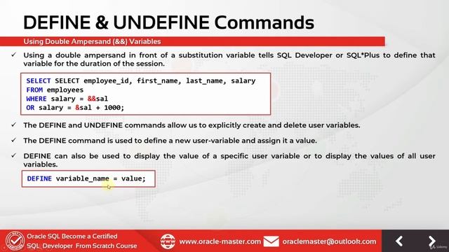 6.2 Using Substitution Variables [Double Ampersand && and DEFINE & UNDEFINE Commands] смотреть онлайн