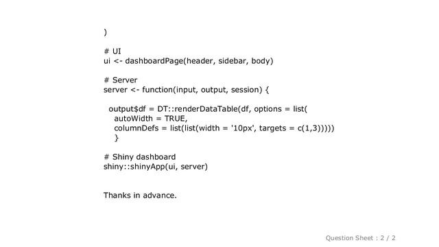 HTML : How to remove the first column (index) from data table in R Shiny смотреть онлайн