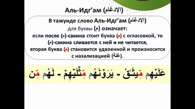 Урок 30. Законы (م)- сакина. Аль-Идг’ам шафауи (الإدغام الشفوي) смотреть онлайн