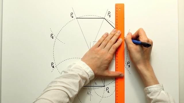 4K Как построить восьмиугольник по заданной стороне, octagon constructing with using a compass смотреть онлайн