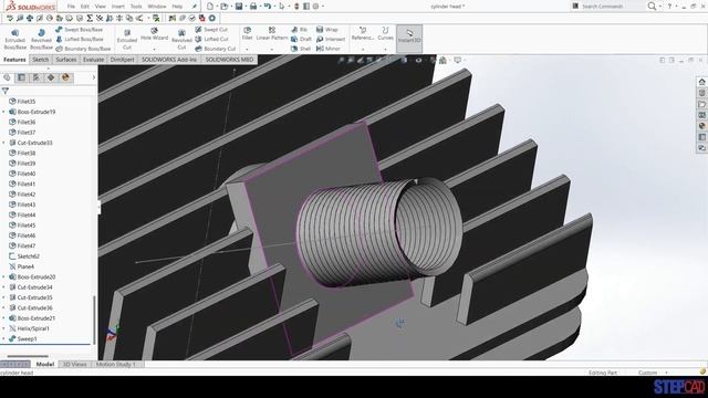 Cylinder Head Tutorial #18 | Two Stroke Engine | Solidworks Tutorial | CAD Tutorial смотреть онлайн