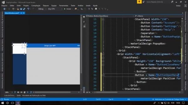 C# WPF Material Design UI: Navigation Drawer & PopUp Menu