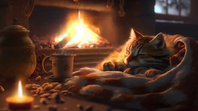 Relax with a purring cat and a crackling fireplace ? Sleep in a cozy atmosphere смотреть онлайн