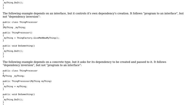 Dependency Inversion Principle vs "Program to an interface, not an implementation" смотреть онлайн