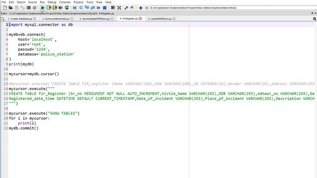 Creating Database & Tables | Smart Police Station | Python | MySQL | Project смотреть онлайн