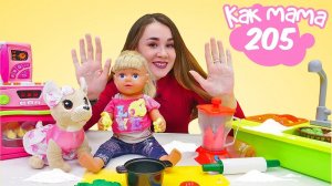 Беби Бон Эмили играется мукой! Как мама - видео для детей