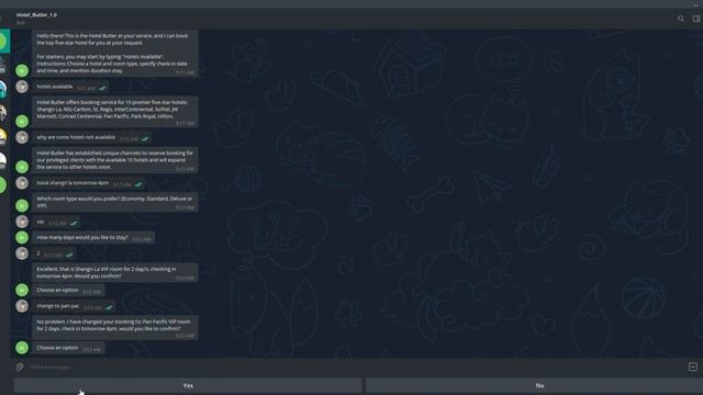 Telegram Hotel Butler Bot Change Hotel with Dialogflow смотреть онлайн