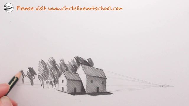 How to Draw a Landscape and a House: Quick Pencil Sketch смотреть онлайн