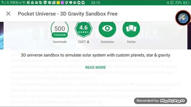 Google Play Store "Pocket Universe - 3D Gravity Sandbox Free" смотреть онлайн