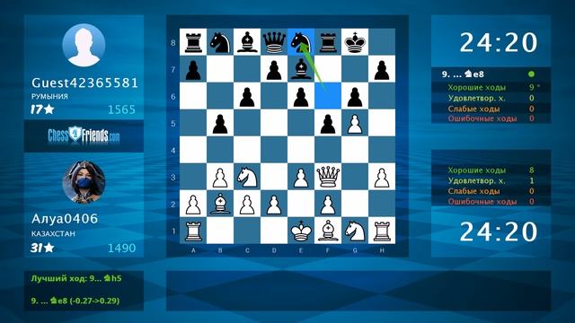 Chess Game Analysis: Алуа0406 - Guest42365581 : 1-0 (By ChessFriends.com) смотреть онлайн