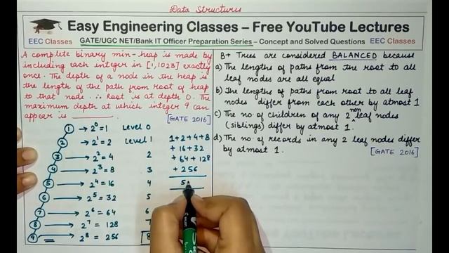 Data Structure GATE 2016 Solved Question Part 1 - Problem on B+ Tree, Binary Heap смотреть онлайн